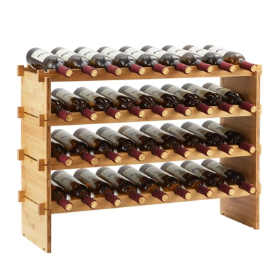 TROPOW Stackable Wine Rack, 4 Tier Wooden Wine Storage Rack, Bamboo Wine Display Shelves, Wobble-Free Wine Holder Freestanding Floor Wine 10 TROPOW Stackable Wine Rack, 4 Tier Wooden Wine Storage Rack, Bamboo Wine Display Shelves, Wobble-Free Wine Holder Freestanding Floor Wine - Image 8