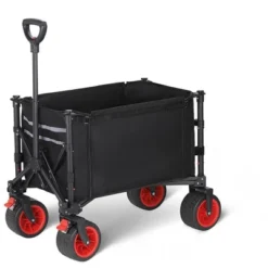 Collapsible Wagon With Wheels, Foldable Shopping Cart With Adjustable Handle, Side Pockets And Cup Holder, All Terrain Wagon For Shopping -Furniture GUEST aacb7019 c513 4af6 bedf dcec0759f21b