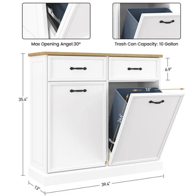 Trash Cabinet Tilt Out, Hidden Trash Can Cabinet Storage Holder, Freestanding Pet-Proof Garbage Can Cabinet For Kitchen Dining Living 8 Trash Cabinet Tilt Out, Hidden Trash Can Cabinet Storage Holder, Freestanding Pet-Proof Garbage Can Cabinet For Kitchen Dining Living - Image 6