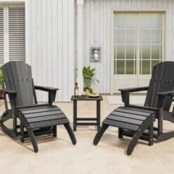 TROPOW Ottoman For Adirondack Chair, HDPE Adirondack Ottoman Footrest, Weather Resistance Outdoor Footstool For Outside Porch Pool