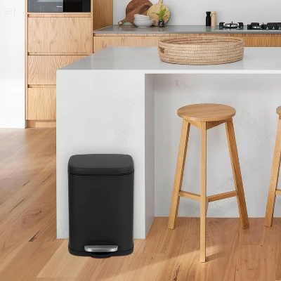 1.3 Gallon Waterproof Bathroom Trash Can With Soft Close Lid & Removable Inner Bucket, 5 Liter Stainless Steel Garbage Can, Compact Waste Constainer 3 1.3 Gallon Waterproof Bathroom Trash Can With Soft Close Lid & Removable Inner Bucket, 5 Liter Stainless Steel Garbage Can, Compact Waste Constainer