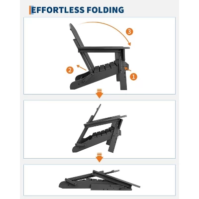 Folding Adirondack Chair, HDPE Outdoor All-Weather Fire Pit Chairs, Outdoor Wooden Lounge Chair, Modern Lounger Adirondack Chairs Ergonomic 7 Folding Adirondack Chair, HDPE Outdoor All-Weather Fire Pit Chairs, Outdoor Wooden Lounge Chair, Modern Lounger Adirondack Chairs Ergonomic - Image 5