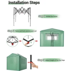 6x8 FT Portable Pop Up Greenhouse For Plants, Indoor & Outdoor Gardening Tent With Zipper Roll-Up Door -Furniture GUEST ac95d679 5868 447b 9820 a4bd3d1a2868