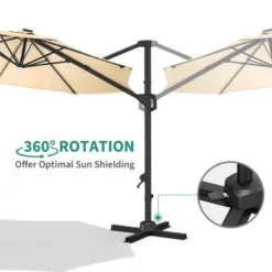 10ft Patio Umbrella Outdoor Heavy Duty Offset Hanging Umbrella 360 Degree Rotation, Easy Tilt Adjustment, Aluminum Frame, Cantilever Hanging -Furniture GUEST aca906ff 95cf 4192 9c1f 7a22525f9ab5