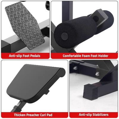 2-In-1 Roman Chair & Preacher Curl Bench Multi-Function Heavy-Duty Hyperextension Bench For Home With Adjustable Height For Arms, Ab, Back 8 2-In-1 Roman Chair & Preacher Curl Bench Multi-Function Heavy-Duty Hyperextension Bench For Home With Adjustable Height For Arms, Ab, Back - Image 6