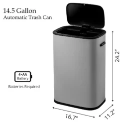 14.5 Gal/55 L Motion Sensor Trash Can, Automatic Garbage Can With Soft-Close Lid And Handle, Rectangle Touchless Waste Basket -Furniture GUEST ad36da52 94ee 4b18 8a9d 75cda4d48dfb