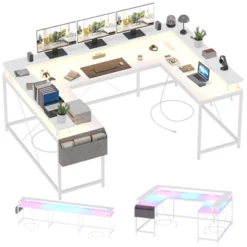 U Shaped Desk, 126 Inch Gaming Desk With Monitor Stand And LED Lights, Reversible Shaped Large Computer Desk With Power Outlets, Office Desk 27 U Shaped Desk, 126 Inch Gaming Desk With Monitor Stand And LED Lights, Reversible Shaped Large Computer Desk With Power Outlets, Office Desk -Furniture GUEST ad771d6e f9e7 4d16 b994 c3773cae9a17