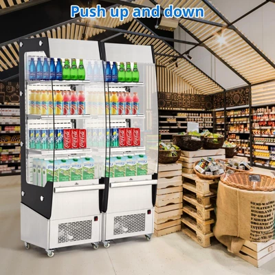 Commercial Refrigerator - 7.8 Cu.FT Open Merchandiser With Interior LED Lighting, Double-Layered Glass, 4 Wheels, 110V Floor Fridge 5 Commercial Refrigerator - 7.8 Cu.FT Open Merchandiser With Interior LED Lighting, Double-Layered Glass, 4 Wheels, 110V Floor Fridge - Image 3