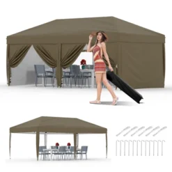 20x10 Pop Up Canopy Tent Outdoor Canopy One-Person Set Up Heavy Duty Commercial Instant Tent Shelter, 6-Sidewall -Furniture GUEST af2ec107 de91 433a 9755 34d9692a4172