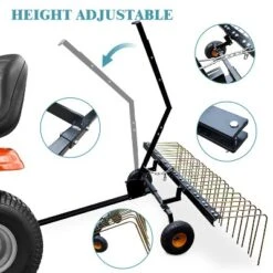 TROPOW 60-Inch Heavy Duty Garden Rake ¨C Adjustable Stainless Steel Tow-Behind Dethatcher For Yard, Farm & Grass Cleaning -Furniture GUEST afad9a01 5be4 483c 8e16 508295645014