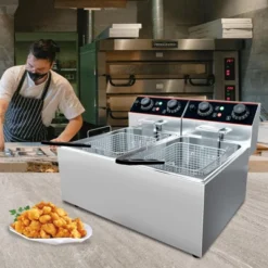 Dual-Tank Commercial Deep Fryer, Stainless Steel Countertop Fryer Machine With Baskets And Lids -Furniture GUEST affcc5ba 2eb5 48b0 b357 88ec9ef2c287