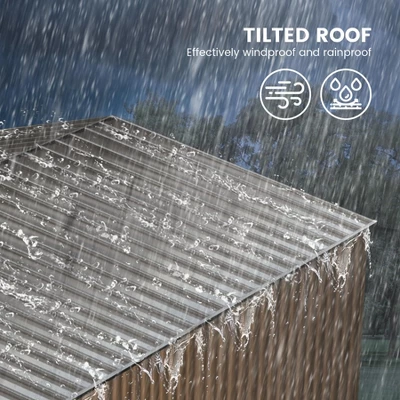 Metal Garden Shed,Outdoor Storage Shed, Outdoor Metal Utility Tool Storage Shed With Door Lock, Waterproof Roofs, For Garden Patio,Brown 4 Metal Garden Shed,Outdoor Storage Shed, Outdoor Metal Utility Tool Storage Shed With Door Lock, Waterproof Roofs, For Garden Patio,Brown - Image 2