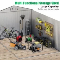 TROPOW 8x15 FT Outdoor Storage Shed, Metal Garden Shed With Lockable Door, And Sloped Roof, Utility Metal Tool Storage Sheds For Backyard, Gray 11 TROPOW 8x15 FT Outdoor Storage Shed, Metal Garden Shed With Lockable Door, And Sloped Roof, Utility Metal Tool Storage Sheds For Backyard, Gray -Furniture GUEST b17d9854 a4f4 4b6a 80c8 b2caf5a6f79e 1