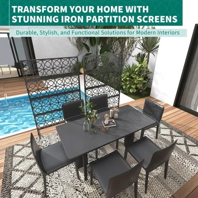 Metal Privacy Screen - Rust-Proof Scroll Design For Yard, Flower Bed Borders & Patio Dividers, Snap-Together Installation 6 Metal Privacy Screen - Rust-Proof Scroll Design For Yard, Flower Bed Borders & Patio Dividers, Snap-Together Installation - Image 4