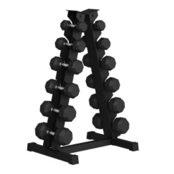 Premium Rubber Coated Hex Dumbbell Weight Set With Rack, Multiple Packages,210LB/350LB/450LB/550LB For Home Gym, Coated Hand Weights For Workouts