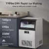 Commercial Undercounter Ice Maker Machine - Stainless Steel Freestanding Storage ， Cylinder Ice Cube Maker For Restaurants/Bars -Furniture GUEST b3086e0b 4bea 490f a292 7f3f57cef134