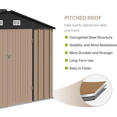 Storage Shed Outdoor With Floor Frame,Waterproof Metal Garden Sheds With Lockable Door Design And Sloping Roof,Outdoor Shed For Garden Backyard 5 Storage Shed Outdoor With Floor Frame,Waterproof Metal Garden Sheds With Lockable Door Design And Sloping Roof,Outdoor Shed For Garden Backyard - Image 3
