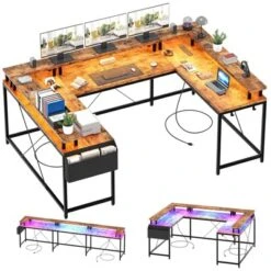 U Shaped Desk, 126 Inch Gaming Desk With Monitor Stand And LED Lights, Reversible Shaped Large Computer Desk With Power Outlets, Office Desk 24 U Shaped Desk, 126 Inch Gaming Desk With Monitor Stand And LED Lights, Reversible Shaped Large Computer Desk With Power Outlets, Office Desk -Furniture GUEST b3efae9d cce5 4617 970d 9f3f4967e6c1