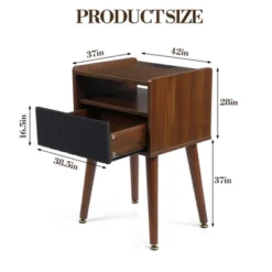 Nightstand With Charging Station, Rustic Bed Side Table With Drawer, 3-Tier Wooden Night Stand With Storage Shelf -Furniture GUEST b4473468 93ee 48cd 89d0 9f25e5c9cd2f