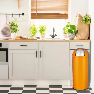 17 Gallon/65 Liter Push Lid Trash Can With Removable Inner Bucket, Stainless Steel Waste Bin, Tall Commercial Recycling Bin Waste Container 4 17 Gallon/65 Liter Push Lid Trash Can With Removable Inner Bucket, Stainless Steel Waste Bin, Tall Commercial Recycling Bin Waste Container - Image 2