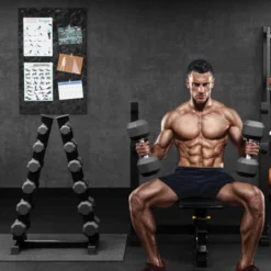 Premium Rubber Coated Hex Dumbbell Weight Set With Rack, Multiple Packages,210LB/350LB/450LB/550LB For Home Gym, Coated Hand Weights For Workouts -Furniture GUEST b58cf93e 4923 4696 8f5a f9e747764250