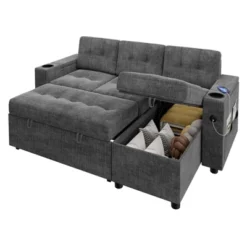 Sofa Bed, 84 Inch Sleeper Sofa With Pull Out Bed And Charging Ports, L Shaped Couches For Living Room With 2 Storage Armrests And 2 Cup Holders 15 Sofa Bed, 84 Inch Sleeper Sofa With Pull Out Bed And Charging Ports, L Shaped Couches For Living Room With 2 Storage Armrests And 2 Cup Holders -Furniture GUEST b5ee4573 fdc3 4fc8 843c edc4fd9110a7