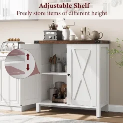 Buffet Cabinet For Dining Room - Rustic Farmhouse Sideboard With Adjustable Shelves, Storage Cabinet For Kitchen & Living Room -Furniture GUEST b658375e 240e 4a61 82bb bfe4585edc12