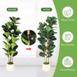 Faux Fiddle Leaf Fig Tree With White Pot, Faux Trees With Artificial Plants 107 Fiddle Leaves Greenery - Lifelike Fake Tree -Furniture GUEST b6e6cff0 8e73 47f3 b2ed c1c4b8239573