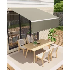 Manual Retractable Awning, Waterproof Sun Shade Patio Awning, Heavy Duty Aluminum Frame, 280g Polyester Fabric, Adjustable Roll Out Awning -Furniture GUEST b71d6a44 e587 4eff be88 9767f4f7ce3b