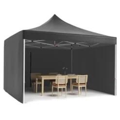 10 X 10 Pop Up Canopy Tent, Heavy Duty Outdoor Canopy With 3 Removable Sidewalls Wheeled Carry Bag, Stakes And Nails -Furniture GUEST b74bd42b 07fd 4612 b53c ff3dc2055f16