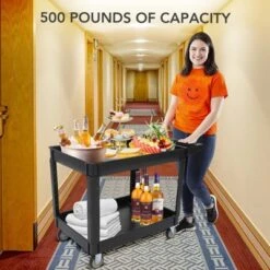 Service Cart, 500 LBS Heavy Duty 2-Shelf Rolling Utility Cart - 45''X25'' Trays, Non-Marking Wheels (Warehouse/Garage/Cleaning) -Furniture GUEST b7757683 e9d5 488b a596 4f605b4d5914