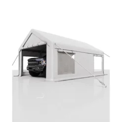 12x20 Ft Carport, Car Port With 200g PE Tarp, Roll-Up Doors, And 4 Windows, For Full-Size Pickups, Bass Boats, Tractors, And SUVs -Furniture GUEST b8abba48 18f7 46bb 9c77 bc6f57580dcc 1