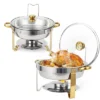 MilleLoom Chafing Dish Buffet Set , 5QT Food Servers And Warmers Stainless Steel Round Chafing Dishes With Glass Lid & Lid Holder For Parties -Furniture GUEST b951ebd4 5546 4948 9d3b 866549bf3d00