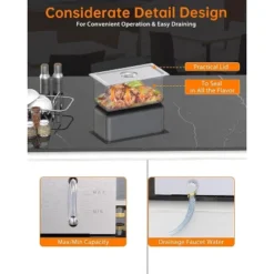 96QT Electric Commercial Food Warmer, 12x8QT Steam Table Stainless Steel Bain Marie Countertop W/Acrylic Shield Temperature Control & Lid For Buffet -Furniture GUEST b958ce17 a733 4f98 861e 2b63e31c1ac6