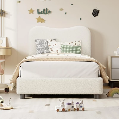 Pink Queen Kids Bed Frame With Upholstered Headboard, Low Profile Sturdy Platform Bed With Soft Boucle Fabric For Girls And Boys,No Box Spring Needed 4 Pink Queen Kids Bed Frame With Upholstered Headboard, Low Profile Sturdy Platform Bed With Soft Boucle Fabric For Girls And Boys,No Box Spring Needed - Image 2