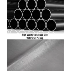 Industrial Carport Shelter - 13x25 Ft Heavy-Duty Steel Frame With PE Cover, 360¡ã Convertible For Vehicles & Events, Silver Gray -Furniture GUEST b9dd080b 405e 4114 bfdb 059cd2902efe