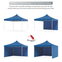 10 X 10 Pop Up Canopy Tent, Heavy Duty Outdoor Canopy With 3 Removable Sidewalls Wheeled Carry Bag, Stakes And Nails -Furniture GUEST ba47a3be bd34 4706 980b 5175d092fb19