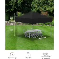 10x10 Pop Up Canopy With Removable 4 Sidewalls - Easy Up Camping Tent With One Button Push Setup For Deck, Garden, Sports, Beach, Party -Furniture GUEST ba60dbfb bbd9 424b bca4 6d99eda5a940