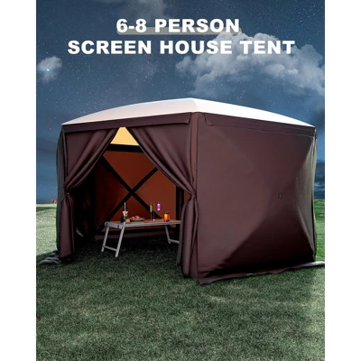 Pop-Up Screen Tent Gazebo, 12 X 12 Ft Camping Canopy Instant Shade, Featuring 6 Removable Privacy Canopy, And Made From 210D Oxford Fabric 6 Pop-Up Screen Tent Gazebo, 12 X 12 Ft Camping Canopy Instant Shade, Featuring 6 Removable Privacy Canopy, And Made From 210D Oxford Fabric - Image 4