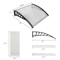 Front Door Canopy, Porch Canopy Outdoor 100 X 80 Cm Curved Transparent Plate + Black Bracket 10 Front Door Canopy, Porch Canopy Outdoor 100 X 80 Cm Curved Transparent Plate + Black Bracket -Furniture GUEST bb22ac03 5043 4e2b b7ba 69492ba51714