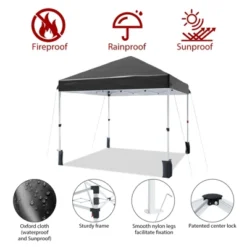 10x10 Ft, Patented Center Locking Canopy Tent, Portable Outdoor Canopy Tent, Comes With Hand Wheel Bag, Suitable For Outdoor Use, Height Adjustable