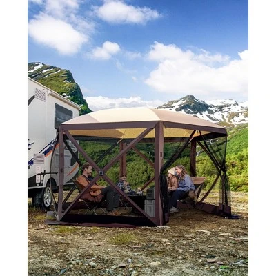 Pop-Up Screen Tent Gazebo, 12 X 12 Ft Camping Canopy Instant Shade, Featuring 6 Removable Privacy Canopy, And Made From 210D Oxford Fabric 4 Pop-Up Screen Tent Gazebo, 12 X 12 Ft Camping Canopy Instant Shade, Featuring 6 Removable Privacy Canopy, And Made From 210D Oxford Fabric - Image 2