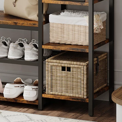 3-in-1 Hall Tree Coat Rack With Shoe Storage And Drawer, Heavy-Duty Steel Frame Entryway Bench, Multifunctional Mudroom Organizer 7 3-in-1 Hall Tree Coat Rack With Shoe Storage And Drawer, Heavy-Duty Steel Frame Entryway Bench, Multifunctional Mudroom Organizer - Image 5