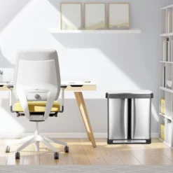 19 Gal Dual Trash Can, 36L+36L Stainless Steel Garbage Can With Soft Close Lid & 2 Compartments, Odor-Proof, Fingerprint Resistant