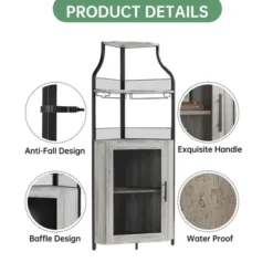 Corner Wine Bar Rack Cabinet With Detachable Wine Rack - Bar Cabinet With Glass Holder, Small Sideboard, Buffet Cabinet With Mesh Door -Furniture GUEST bd21a7fa 91ea 462d a7be da7c787745e7
