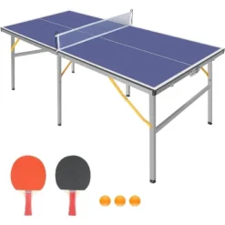 Professional Outdoor Table Tennis Table, 6x3FT Portable Ping Pong Table With Net, Paddles & Balls -Furniture GUEST bd3ca362 43f5 4233 8d28 5d1b030fa70b