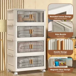 Stackable Storage Bins With Lids, Closet Organizers, Collapsible Storage Bin With Wheels, Plastic Clothes Cabinet Containers For Home Office Dorm -Furniture GUEST be41f4d2 08d1 4231 a557 347be4968640