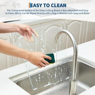 Cutting Board, 2 Pack Tempered Glass - Non-Slip Chopping Plate, Shatter & Heat Resistant For Kitchen Countertop 5 Cutting Board, 2 Pack Tempered Glass - Non-Slip Chopping Plate, Shatter & Heat Resistant For Kitchen Countertop - Image 3