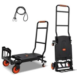 Hand Truck, Heavy Duty Folding Hand Truck 330 Lbs - 4-Wheel Dolly Cart With Elastic Ropes For Moving/Luggage/Warehouse -Furniture GUEST bed2ca6a 3a35 408f 90e7 abd8fb552226