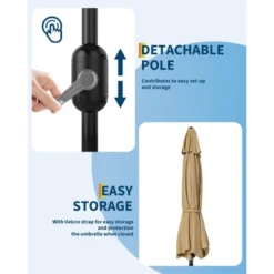 7.5FT Outdoor Patio Umbrella, Outdoor Table Umbrella, Market Umbrella, 6 Sturdy Ribs UV Protection Waterproof For Garden, Deck, Backyard, Pool (Tan) -Furniture GUEST bee89ad5 f37a 480a bc8a 3871a1d1e5a8